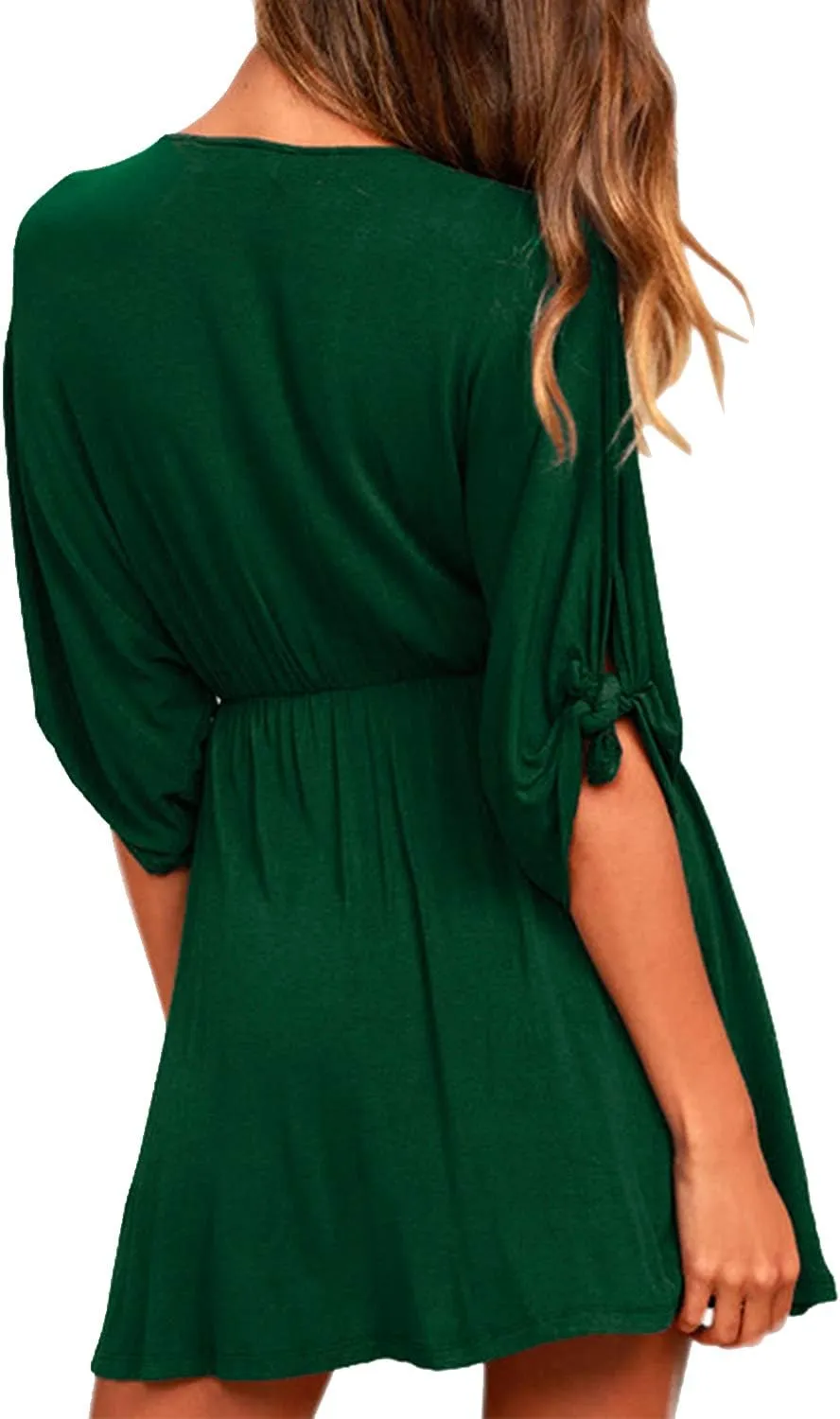 Meenew Women's Summer Casual Loose Tunic Swing Dress V Neck Short Vacation Dress