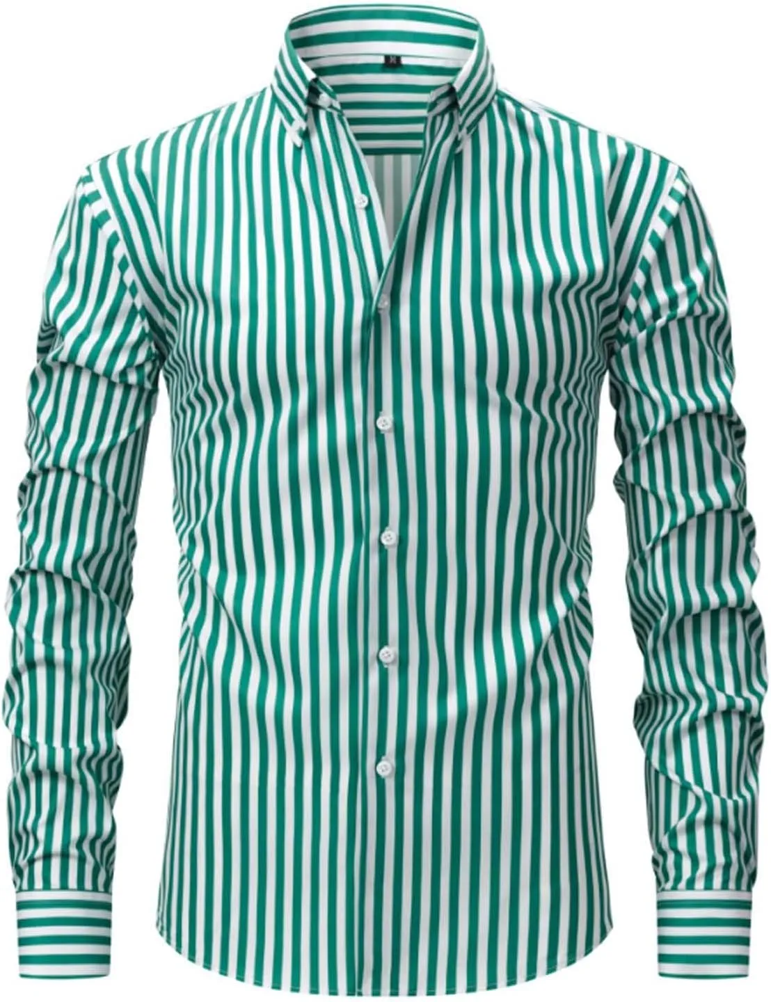 Men Summer Striped Color Block Shirts Dressy Casual Lapel Collar Button Down Shirt Work Top for Beach Wedding Vacation