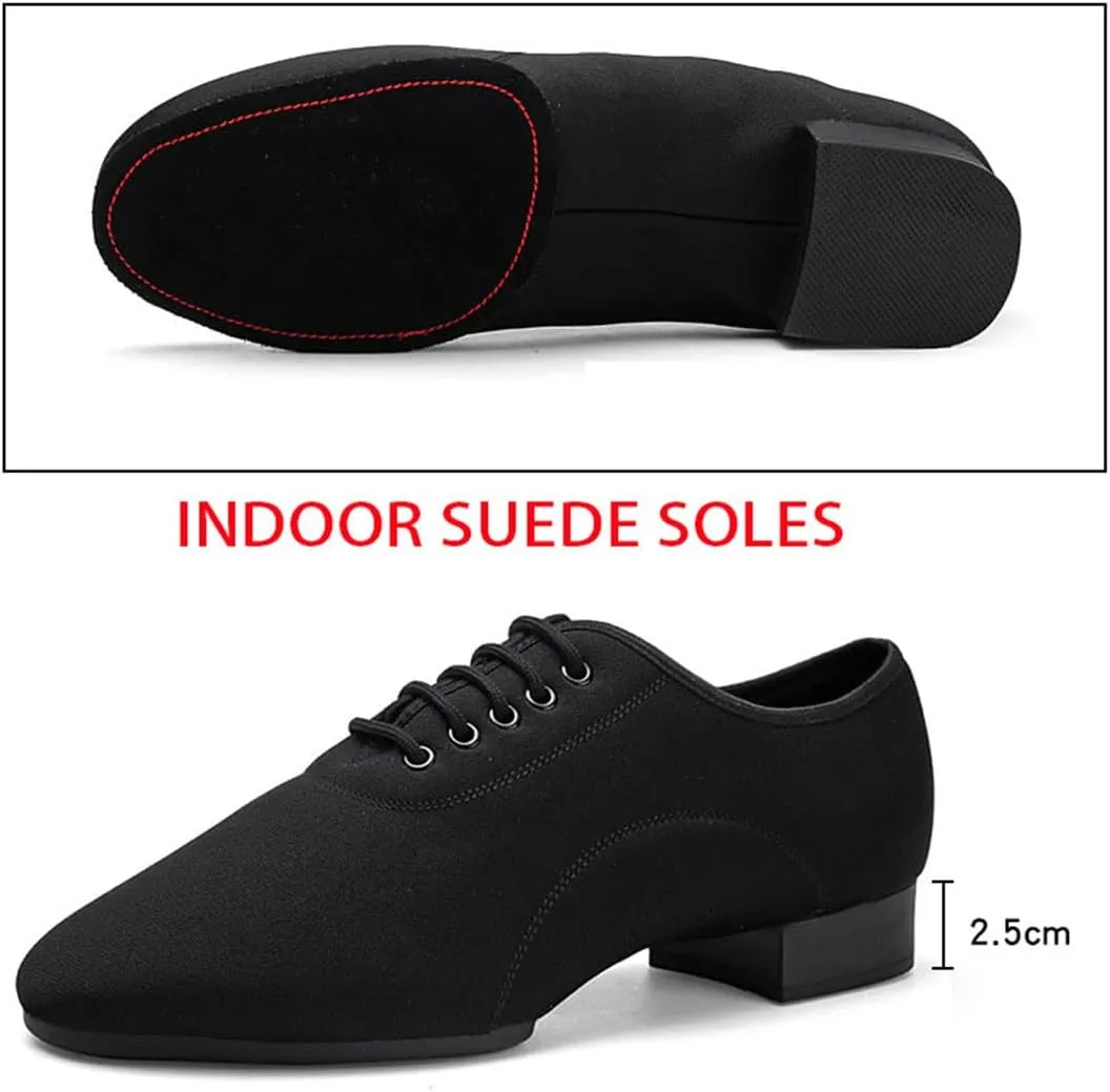 Men's Ballroom Latin Dance Shoes 2.5Cm/1Inchs Canvas Waltz Modern Dancing Practice Shoe for Men