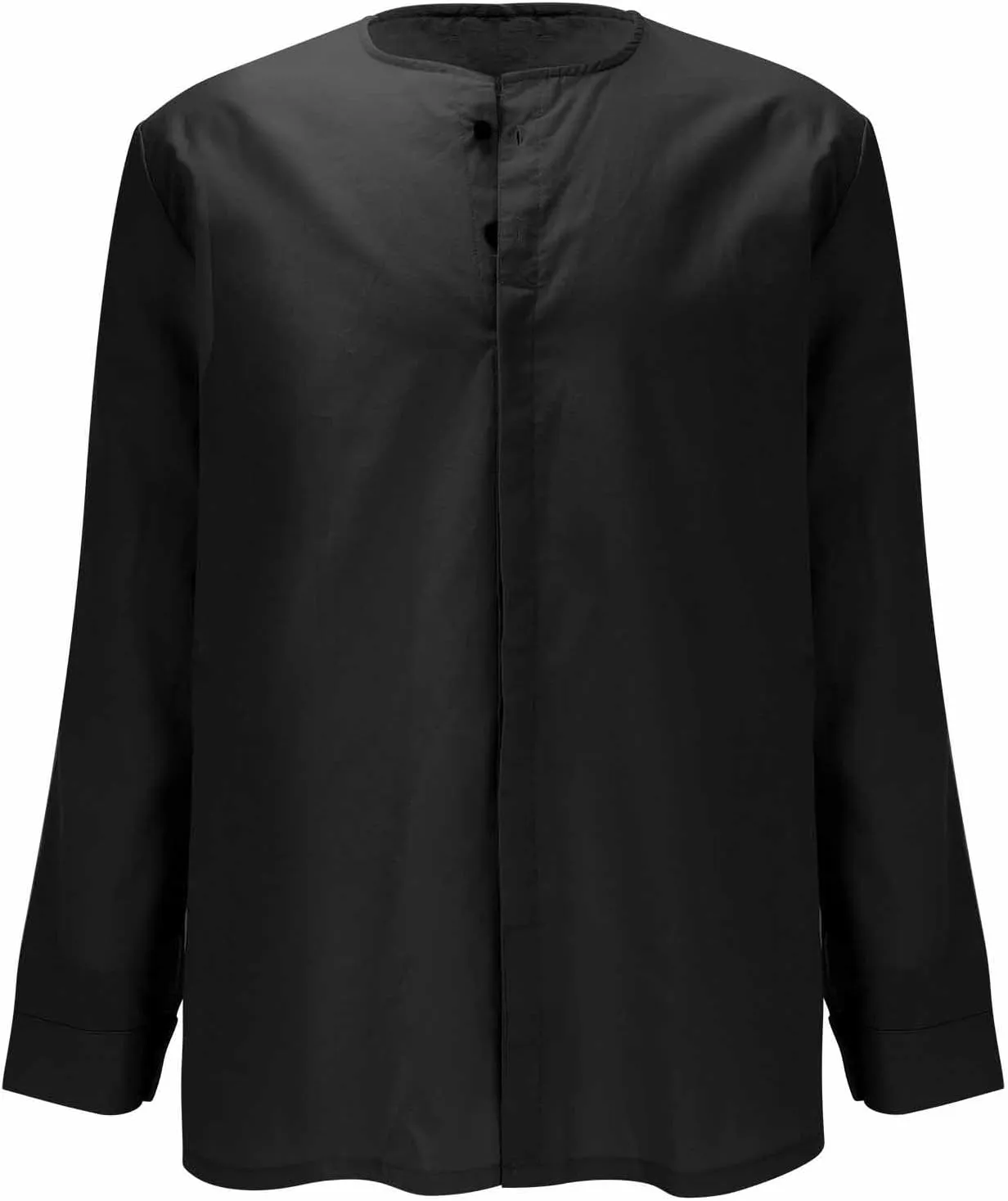 Mens Casual Cotton Linen Shirt Boatneck Long Sleeve Regular Fit Cozy Shirts Combat Active Button Down Beach Trend Top