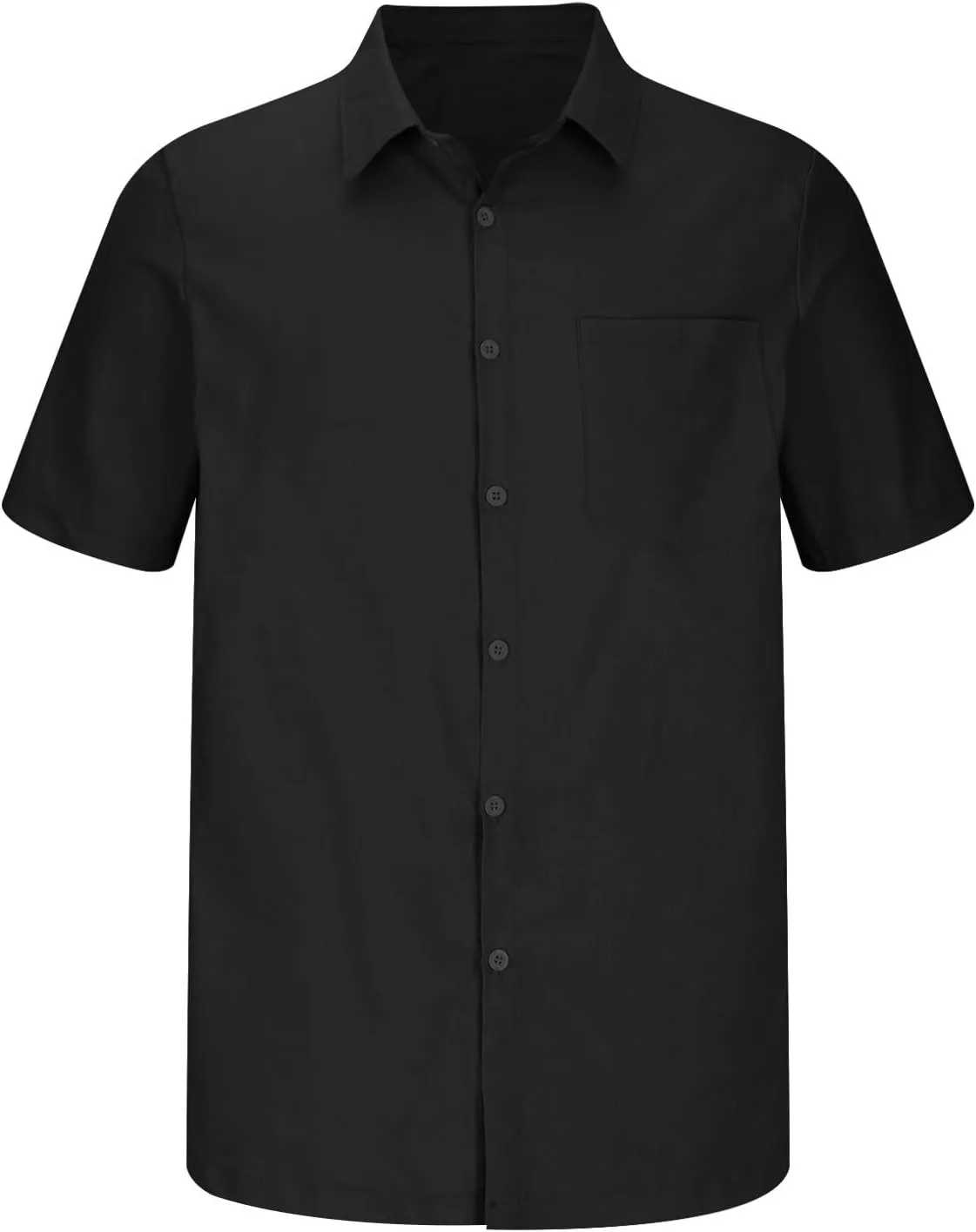 Mens Cotton Linen Short Sleeve Shirts Casual Lightweight Button Up Lapel Shirt Vacation Beach Summer Tops with Pocket