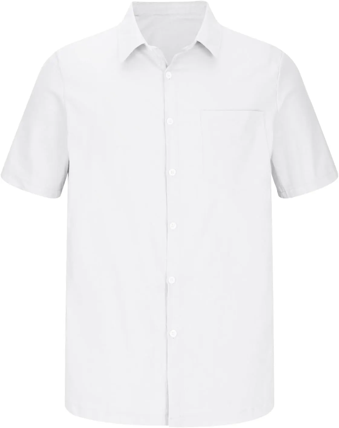 Mens Cotton Linen Short Sleeve Shirts Casual Lightweight Button Up Lapel Shirt Vacation Beach Summer Tops with Pocket