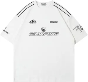Mens Graphic Tees Vintage Racing Tees Oversized T Shirt Women Contrast Color Summer Tops