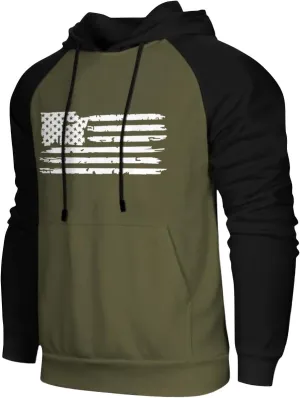 Mens Hoodies Pullover For Fashion Flag Print Sport Drawstring Causal With Pockets Long Sleeve Sweatshirts