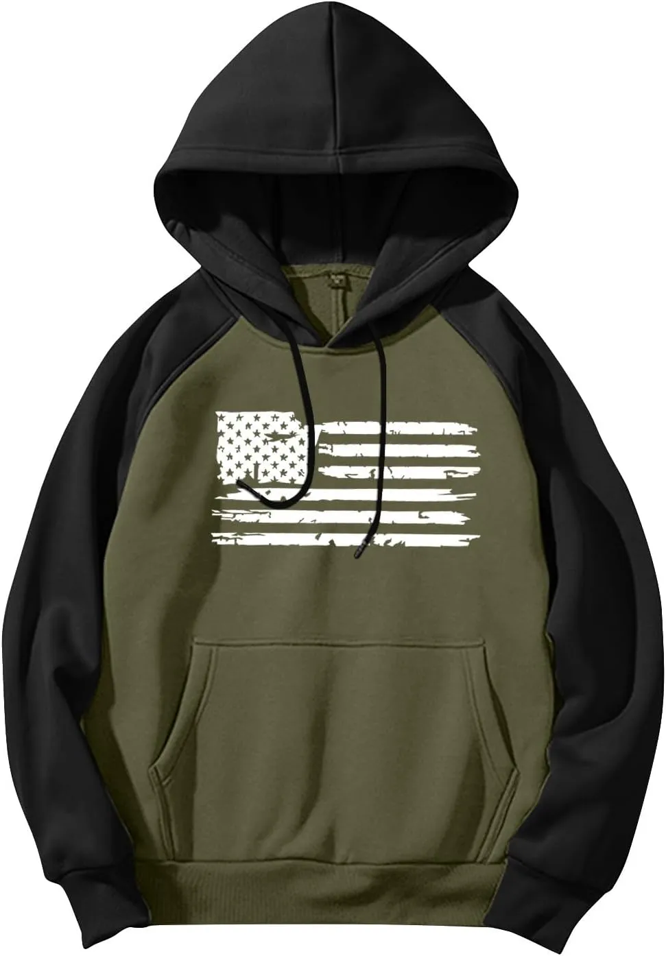 Mens Hoodies Pullover For Fashion Flag Print Sport Drawstring Causal With Pockets Long Sleeve Sweatshirts