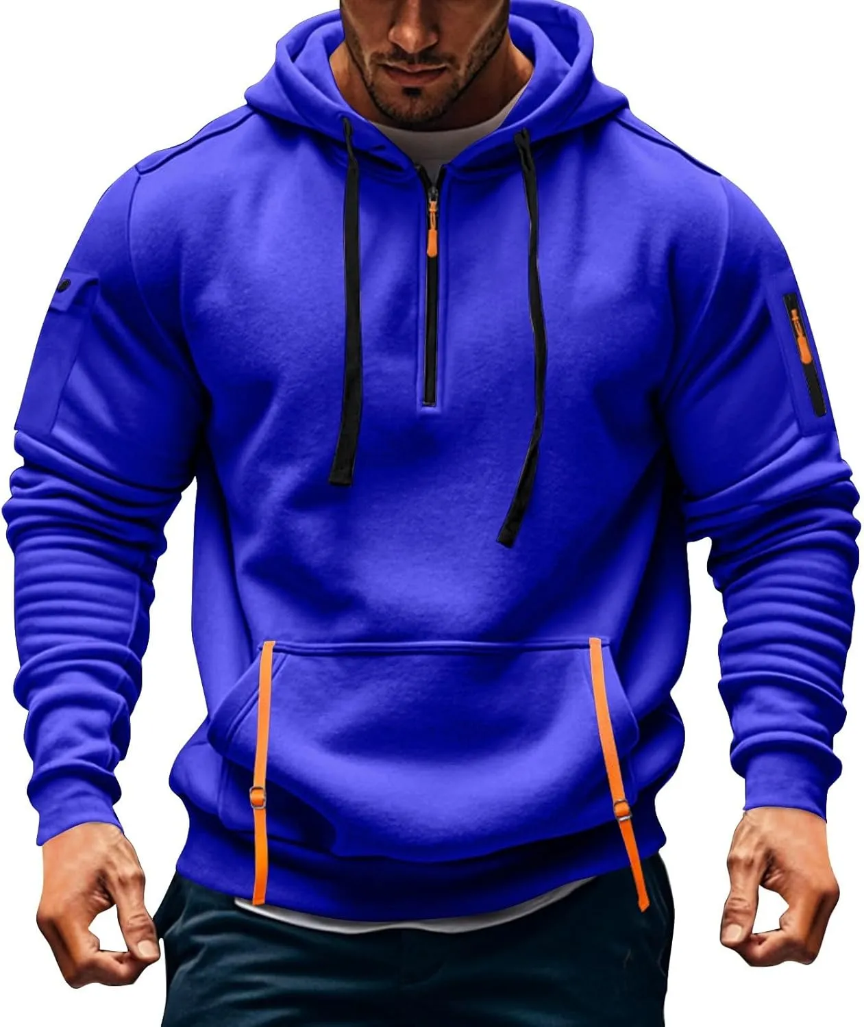 Mens Hoodies Pullover Oversized Long Sleeve Zip up Hooded Sweatshirt Drawstring Casual Jacket Sweater Fall Coat