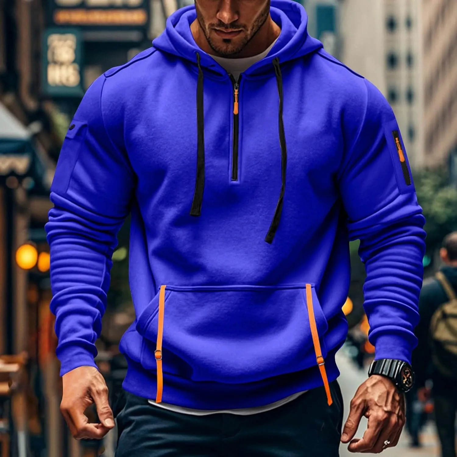 Mens Hoodies Pullover Oversized Long Sleeve Zip up Hooded Sweatshirt Drawstring Casual Jacket Sweater Fall Coat
