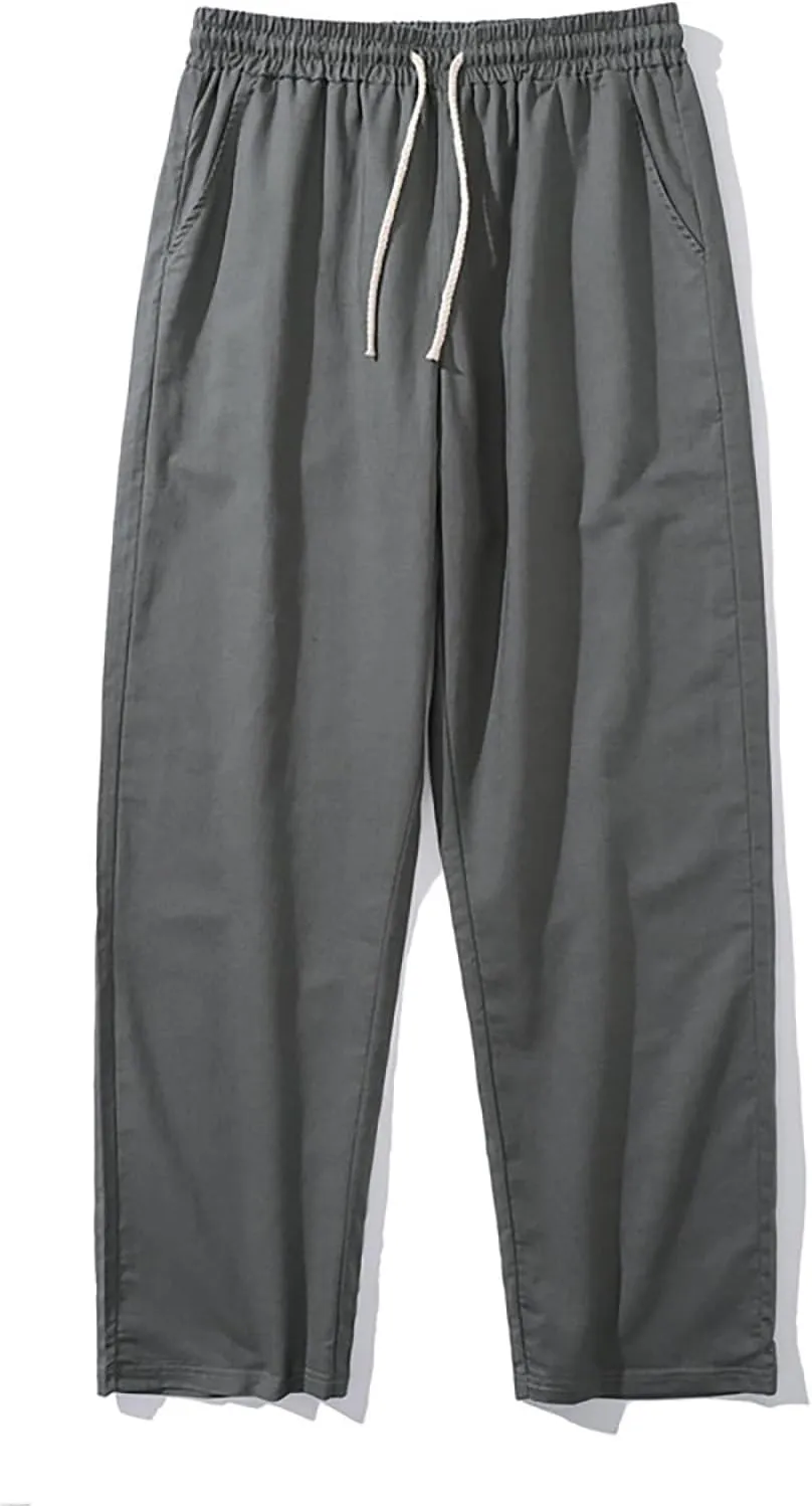Mens Linen Pants Casual Straight Leg Pants Loose Summer Trousers Lightweight Lounge Pants Slim Fit Dress Pants