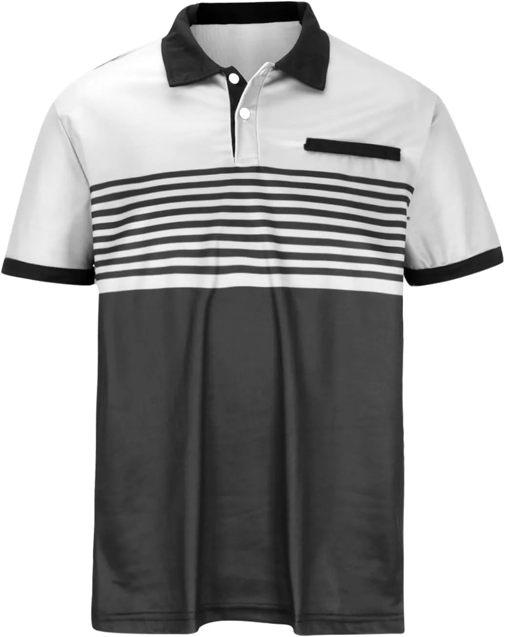 Mens Shirts Button Turn-Down Collar Top Short Sleeve Stripe Tshirts Sports Golf Tops Summer T-Shirt Tees 2024
