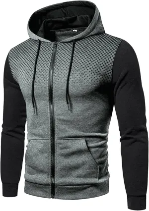 Mens Slim Fit Lightweight Zip Up Hoodie with Pockets Long Sleeve Full Zip Hooded Sweatshirt Drawstring Casual Hoodies