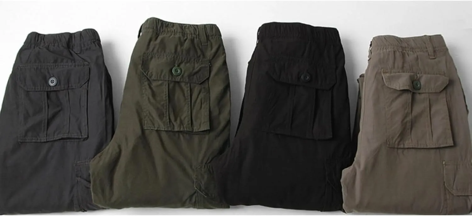 Men's Straight Leg Outdoor Casual Trousers with Multiple Pockets and Loose Work Men Cargo Pants with Pockets