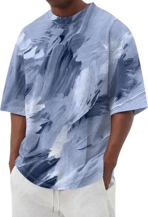 Men's Tie Dye T-Shirt Gradient Color Short Sleeve Shirts Summer Fashion Casual Crew Neck Loose Plus Size Tops