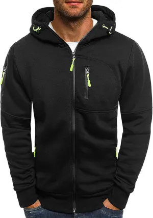 Mens Zip Up Hoodies Heavyweight Fleece Sports Track Jackets Sweatshirts for Gym Running