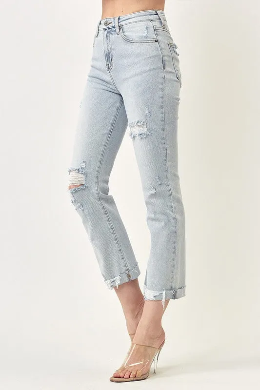 Mid Rise Straight Leg Jeans