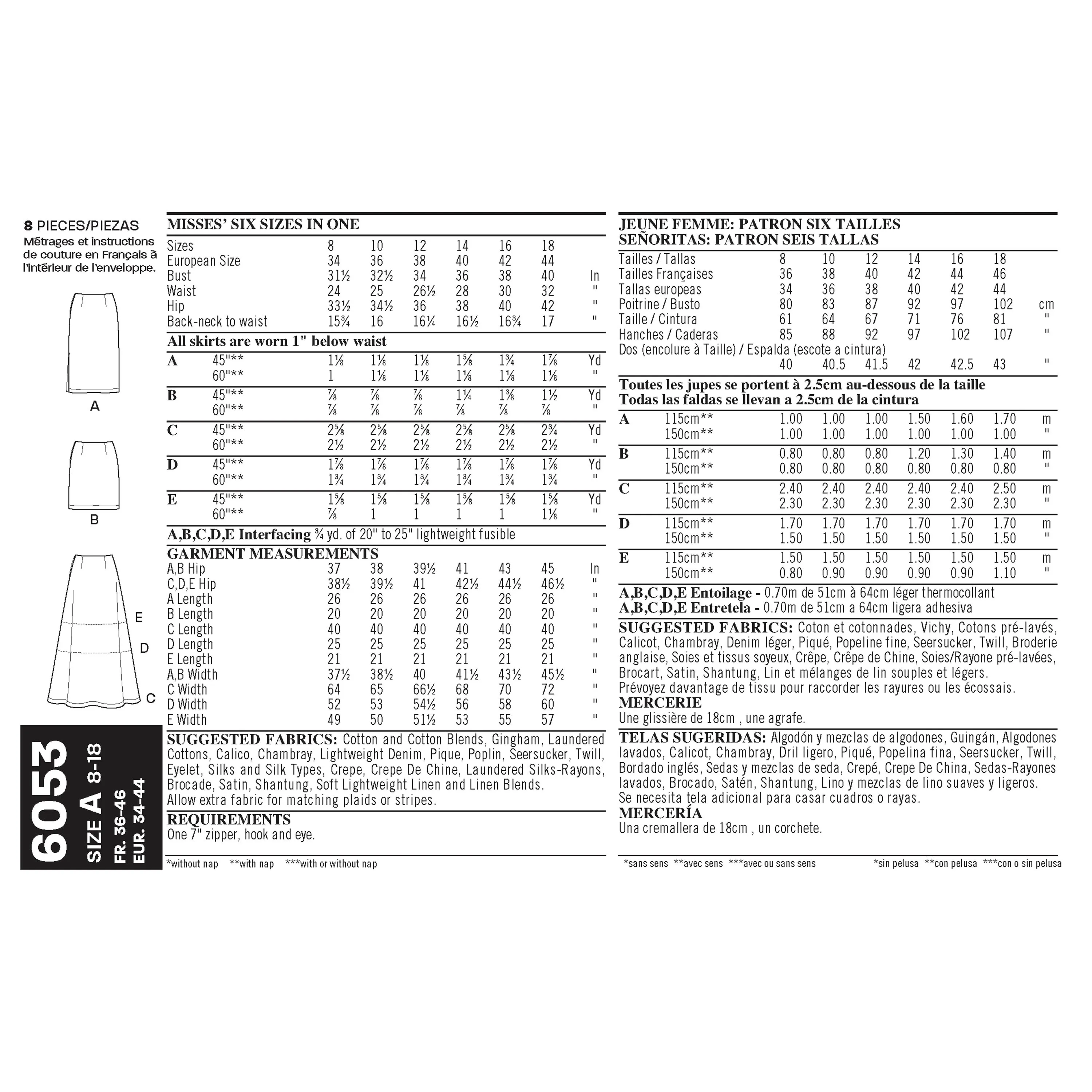 Misses' Skirts - New Look Sewing Pattern N6053