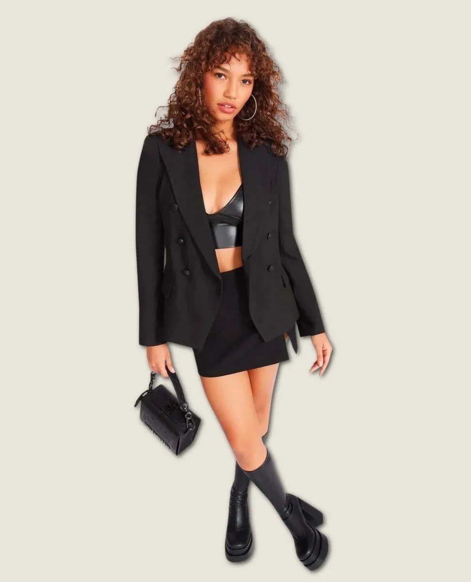 Naomi Double Breasted Blazer Black