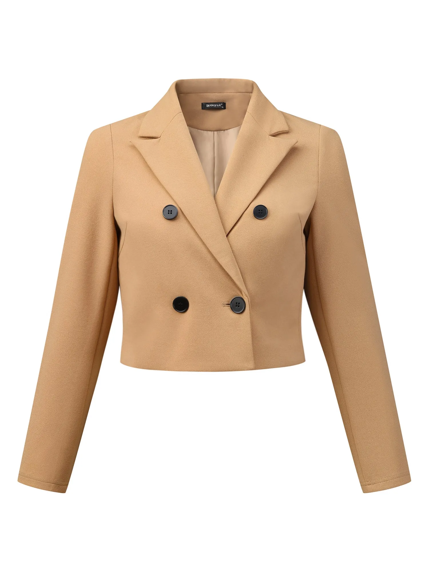 Notched Lapel Collar Casual Office Blazers Cropped Jacket