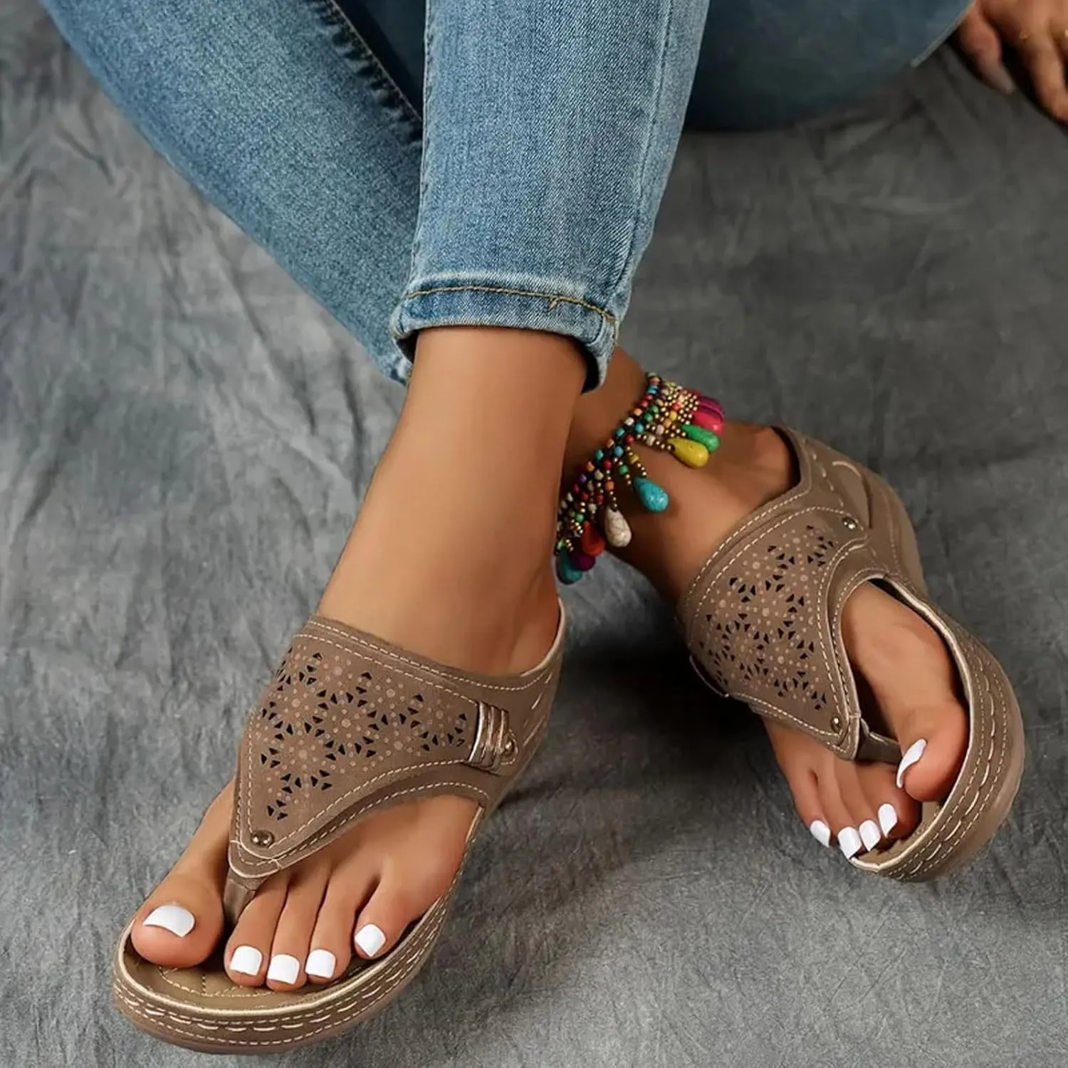 Orthopedic Sandals for Women Dressy Summer 2025,Comfortable Sandals Arch Support Wedge Non Slip Flip Flops