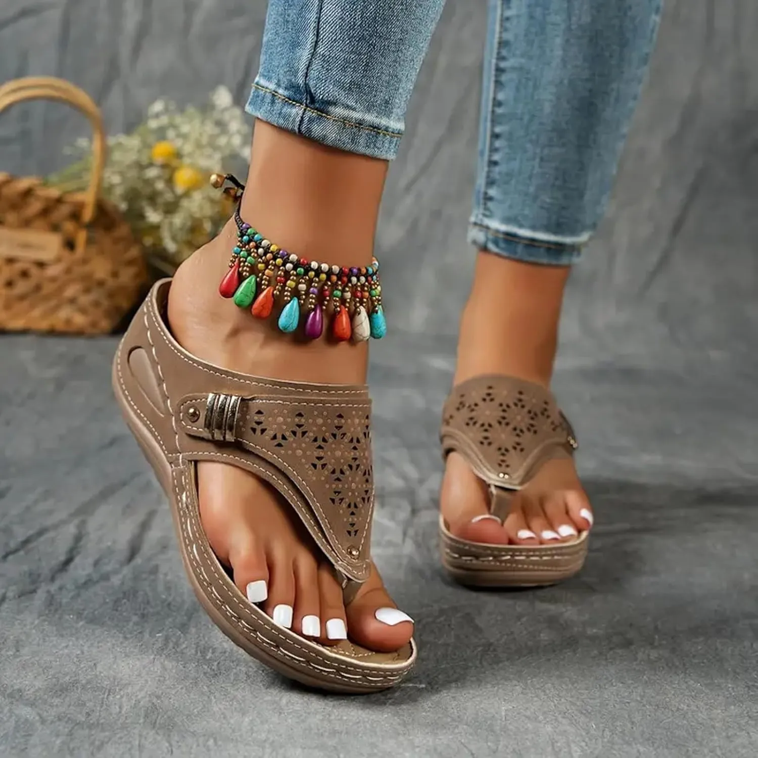 Orthopedic Sandals for Women Dressy Summer 2025,Comfortable Sandals Arch Support Wedge Non Slip Flip Flops