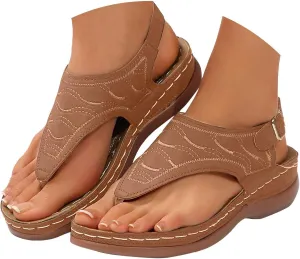 Orthopedic Sandals for Women Dressy Summer 2025,Womens Walking Slippers Arch Support Anti-Slip Breathable Vintage Slip On Flip Flops Flat