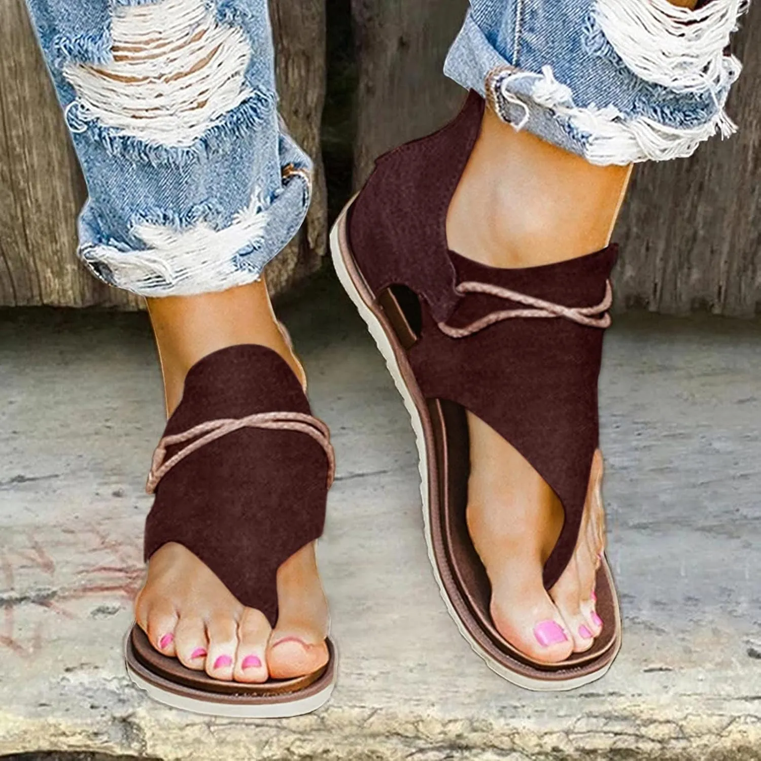 Orthopedic Sandals for Women Dressy Summer Comfortable Open Toe Flat Thong Sandals for Women Walking Sandals Women