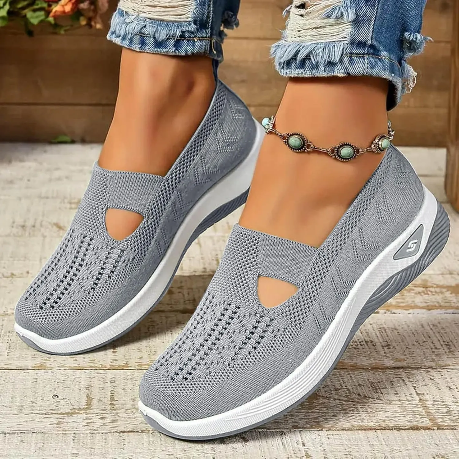 Orthopedic Sneakers for Women's Tennis Shoes Athletic Sneakers Breathable Soft Shoes Walking Slip on Foam Shoes