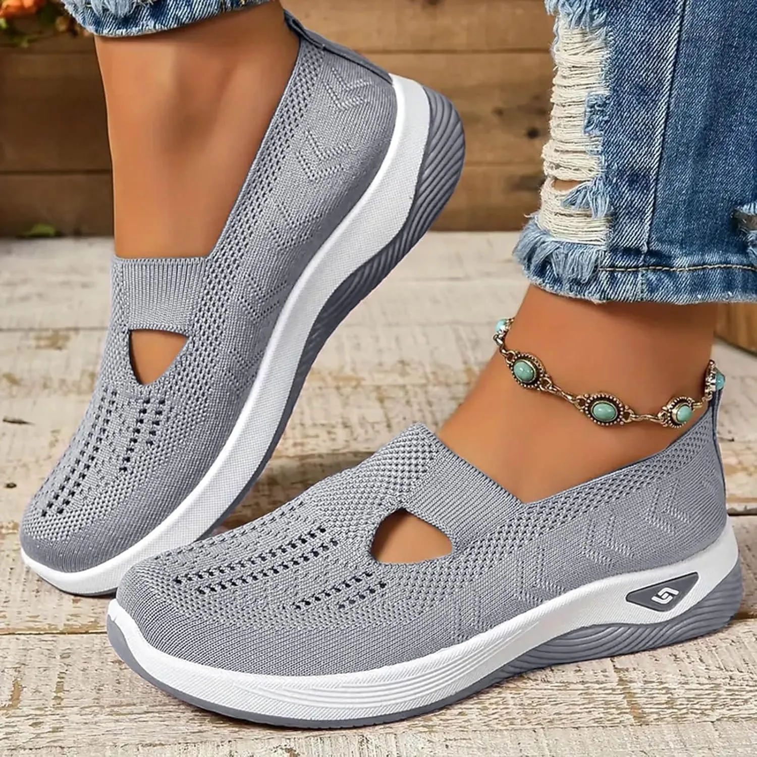 Orthopedic Sneakers for Women's Tennis Shoes Athletic Sneakers Breathable Soft Shoes Walking Slip on Foam Shoes