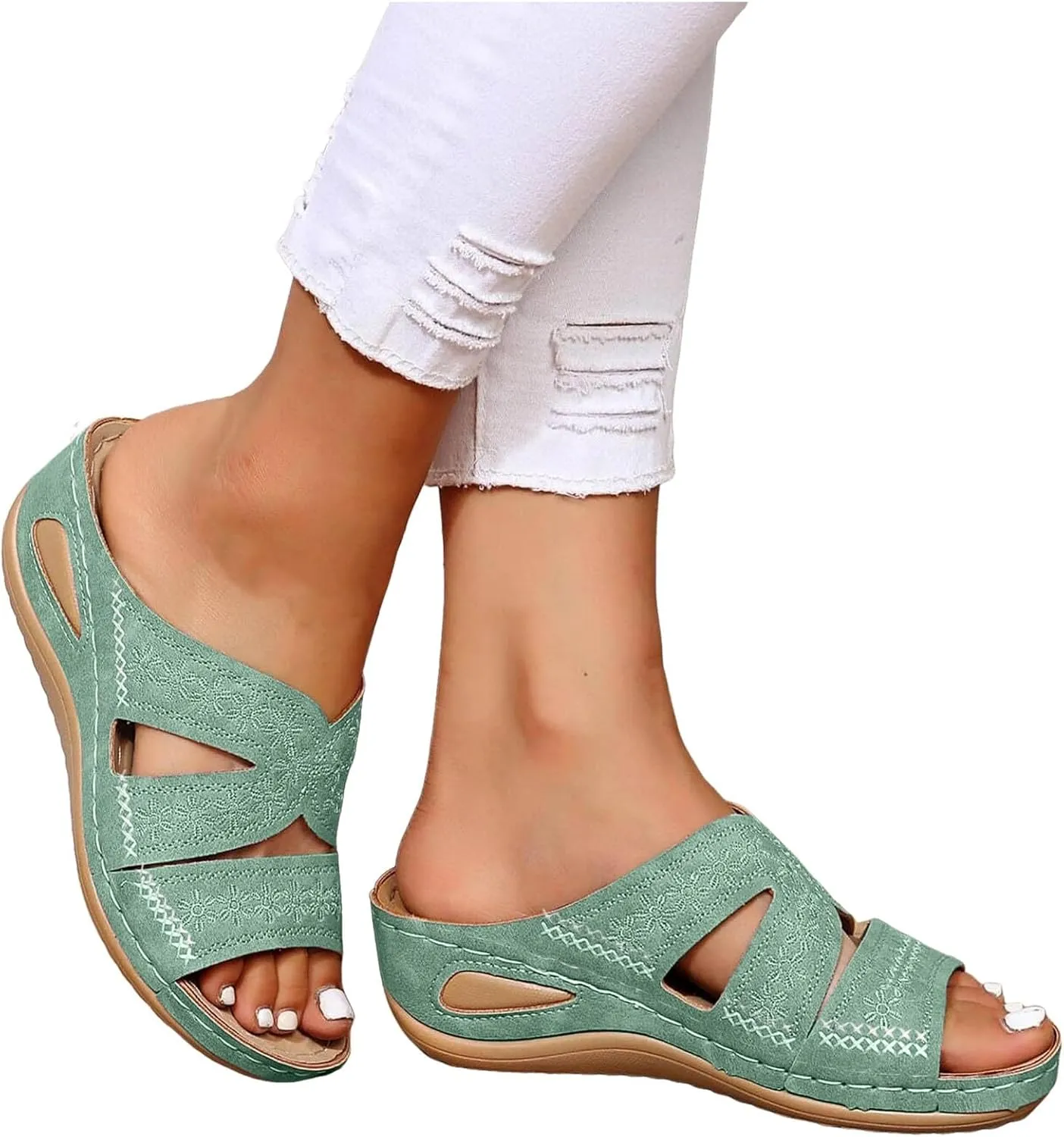 Orthopedic Wedge Sandals for Women, Women Dressy Summer Comfortable Sandals Arch Support 2025 Slip On Flip Flops Sandal Beach Vacation Slippers