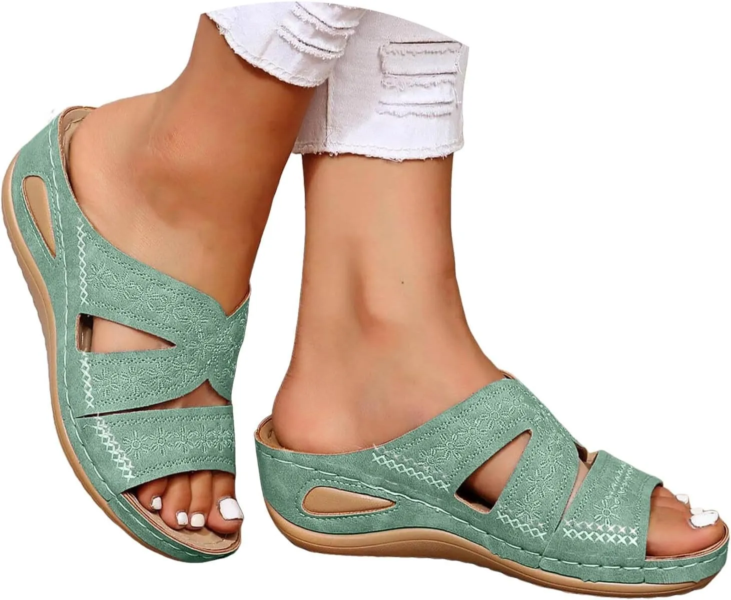 Orthopedic Wedge Sandals for Women, Women Dressy Summer Comfortable Sandals Arch Support 2025 Slip On Flip Flops Sandal Beach Vacation Slippers