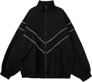 Pbkabiug Vintage Women Jackets Hip Hop Style Patchwork Windbreak Unisex Streetwear Lightweight Jackets Bomber Jackets