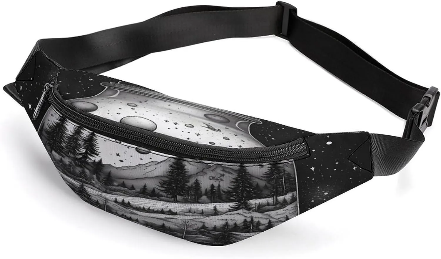 Personalized Waist Packs with Adjustable Strap,Black And White Painting CrossBody Fanny Pack Casual Bag for Travel Sports Running Hiking