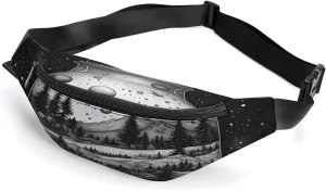 Personalized Waist Packs with Adjustable Strap,Black And White Painting CrossBody Fanny Pack Casual Bag for Travel Sports Running Hiking