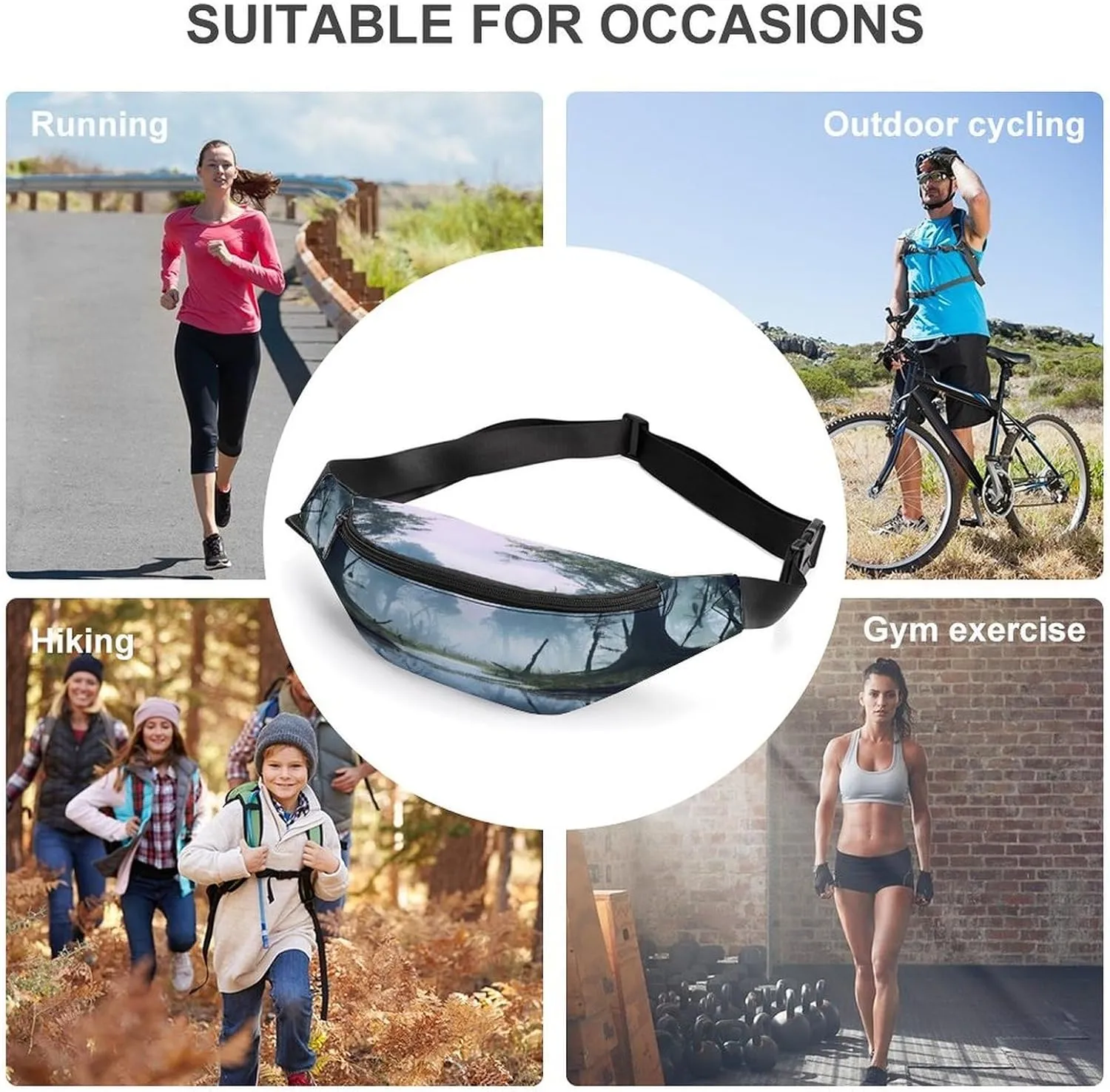 Personalized Waist Packs with Adjustable Strap,Swamp Landscape CrossBody Fanny Pack Casual Bag for Travel Sports Running Hiking