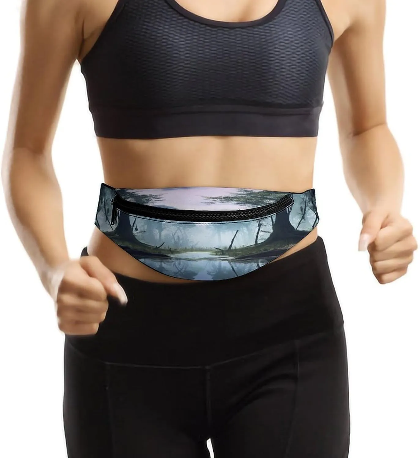 Personalized Waist Packs with Adjustable Strap,Swamp Landscape CrossBody Fanny Pack Casual Bag for Travel Sports Running Hiking