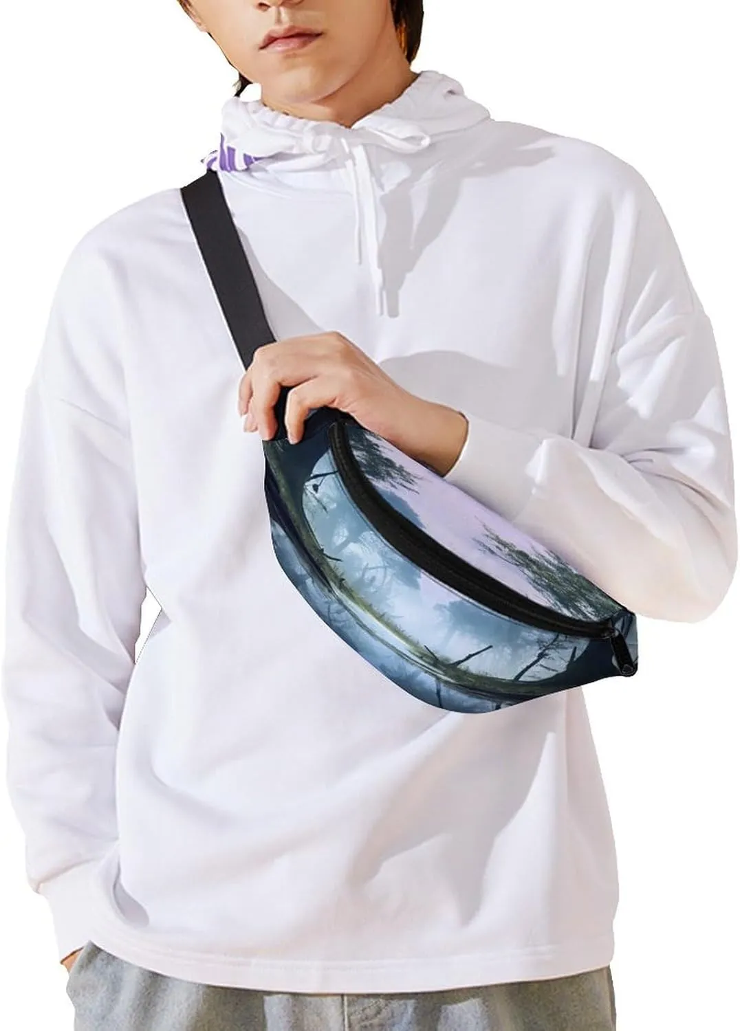 Personalized Waist Packs with Adjustable Strap,Swamp Landscape CrossBody Fanny Pack Casual Bag for Travel Sports Running Hiking