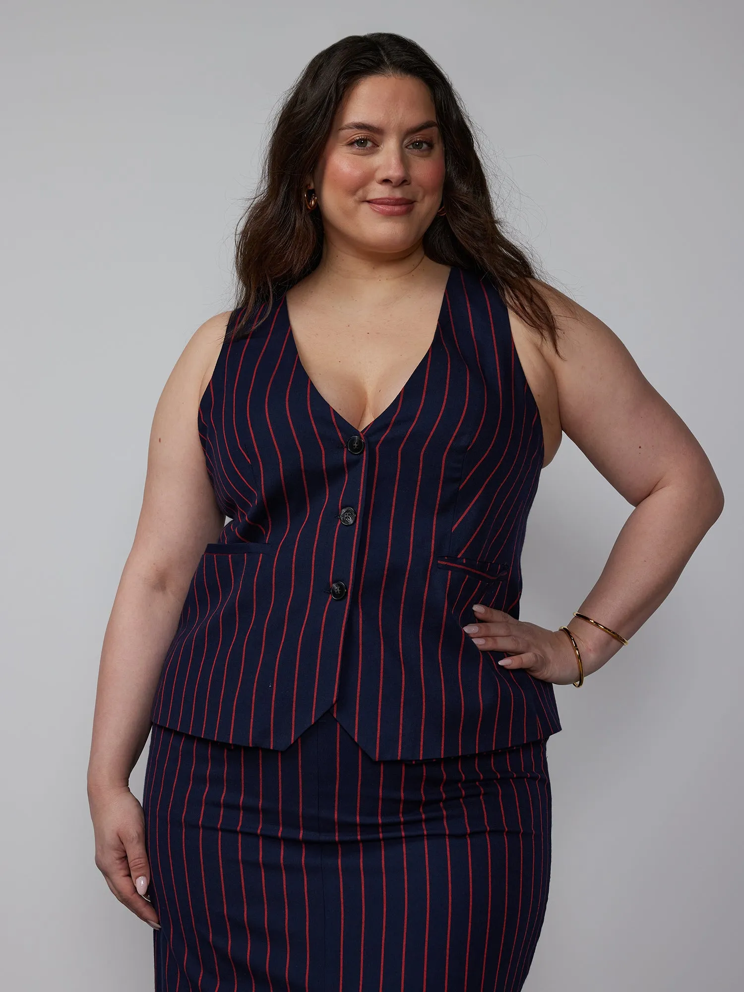 Plus Tailored Stripe Vest