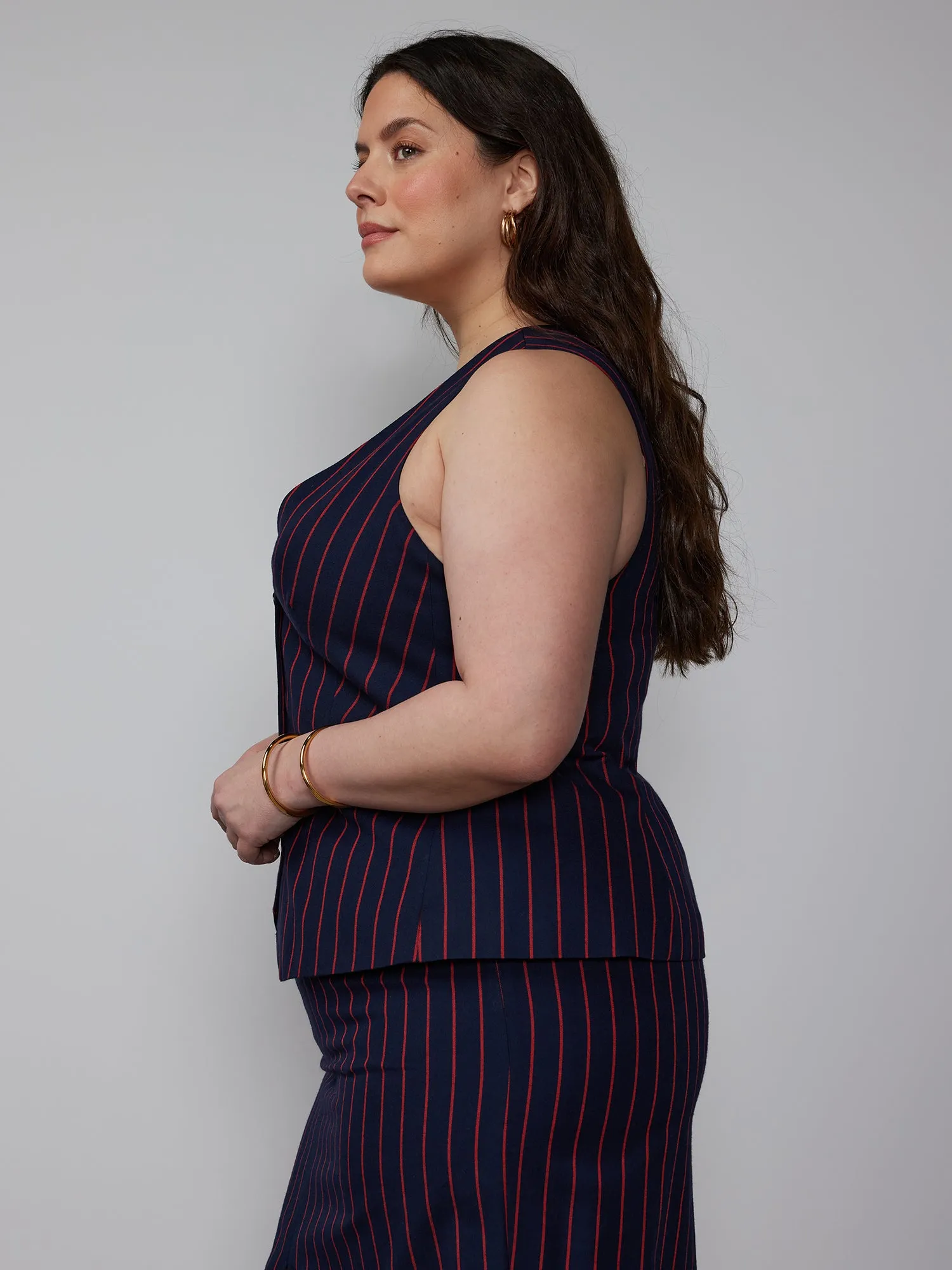Plus Tailored Stripe Vest