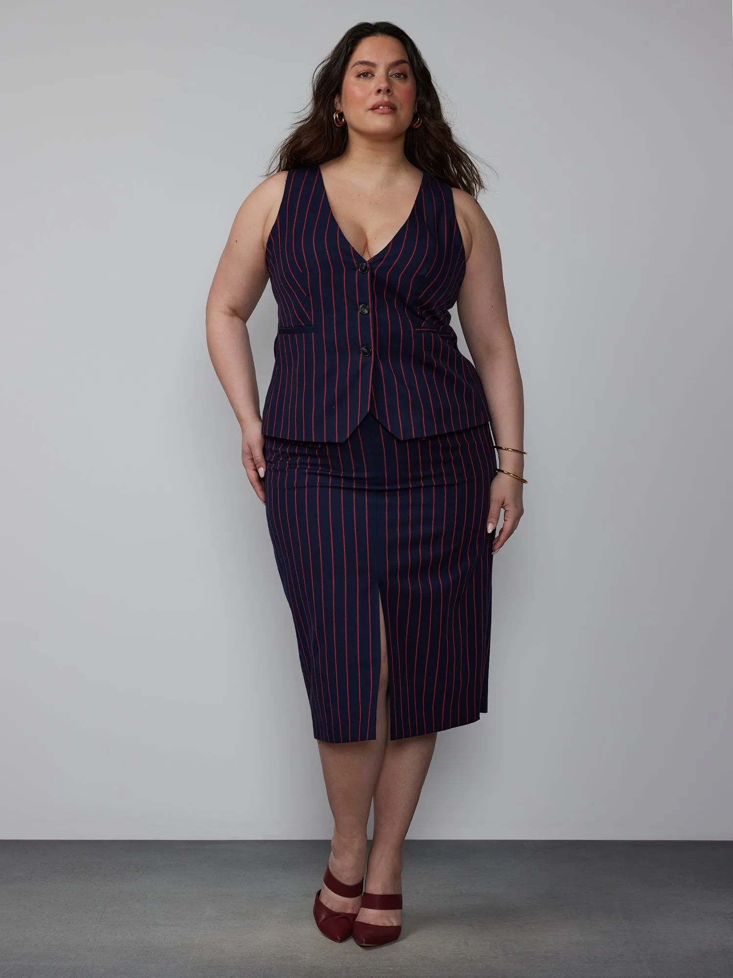 Plus Tailored Stripe Vest