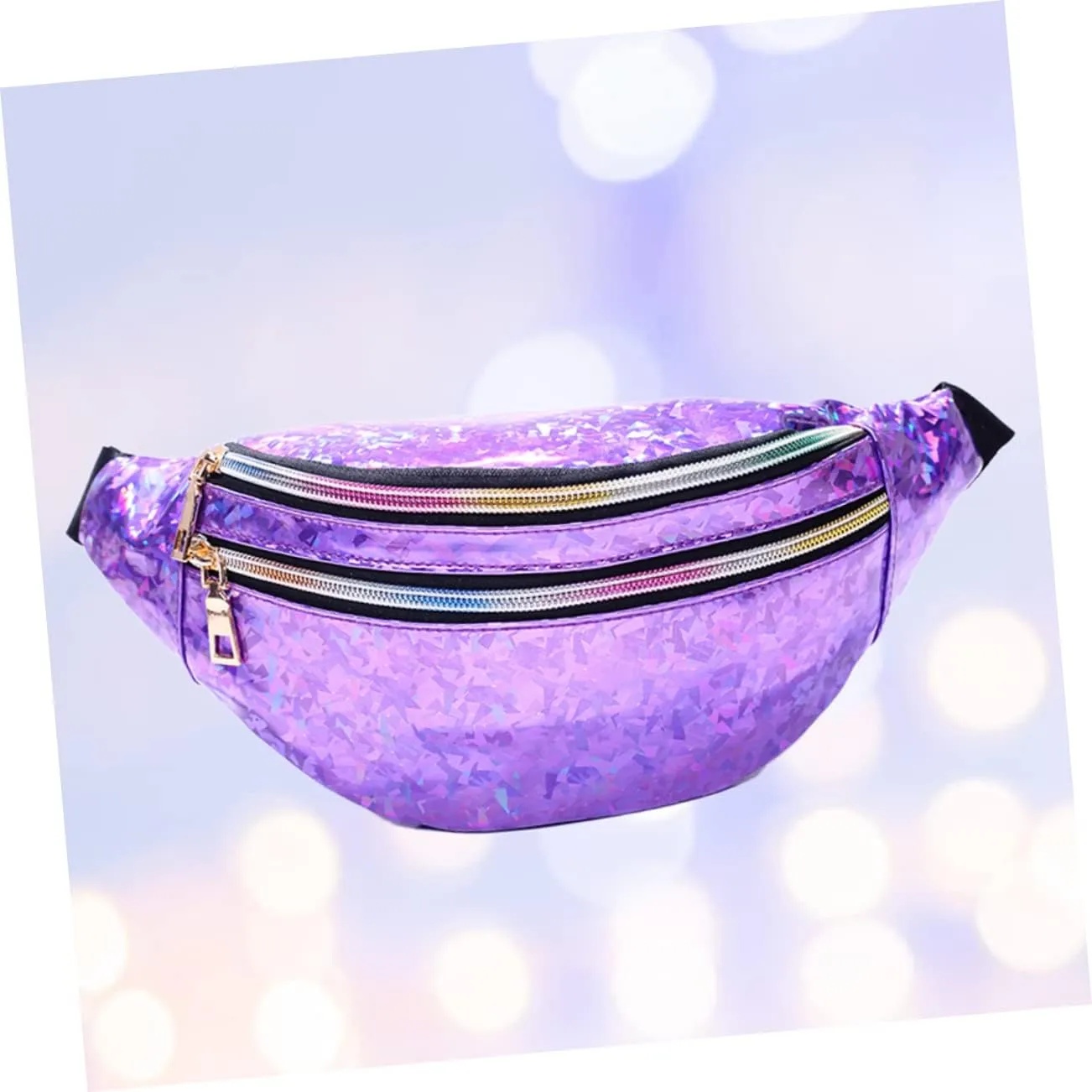 Pu Leather Belt Bag Reflective Sequins Fanny Pack Crossbody Bag Outdoor Waist Pouch for