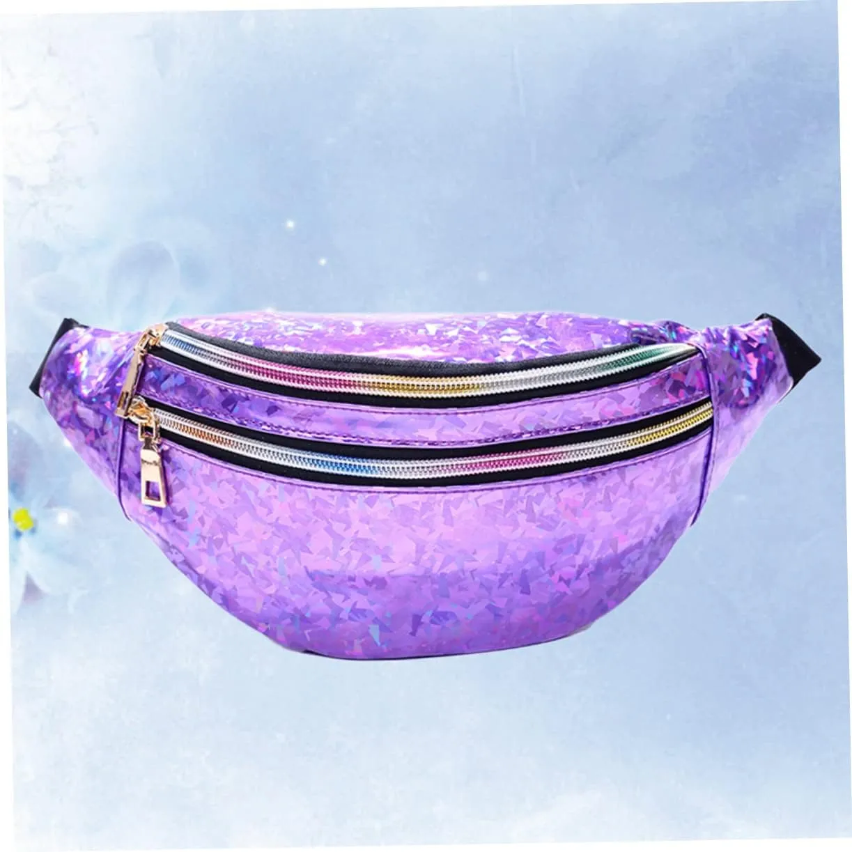 Pu Leather Belt Bag Reflective Sequins Fanny Pack Crossbody Bag Outdoor Waist Pouch for