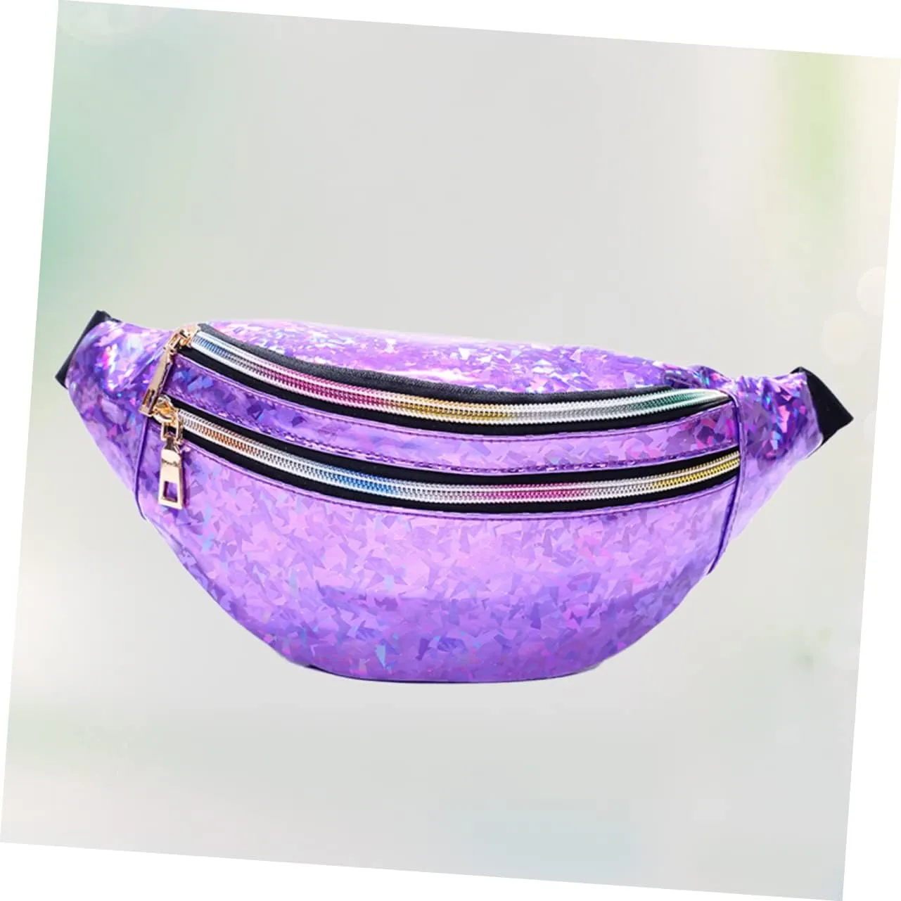Pu Leather Belt Bag Reflective Sequins Fanny Pack Crossbody Bag Outdoor Waist Pouch for