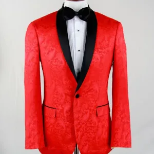 Red with Black Lapel Blazer with matching Bowtie