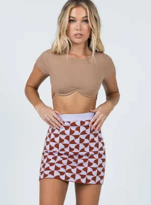 Renee Retro Tile Mini Skirt Purple