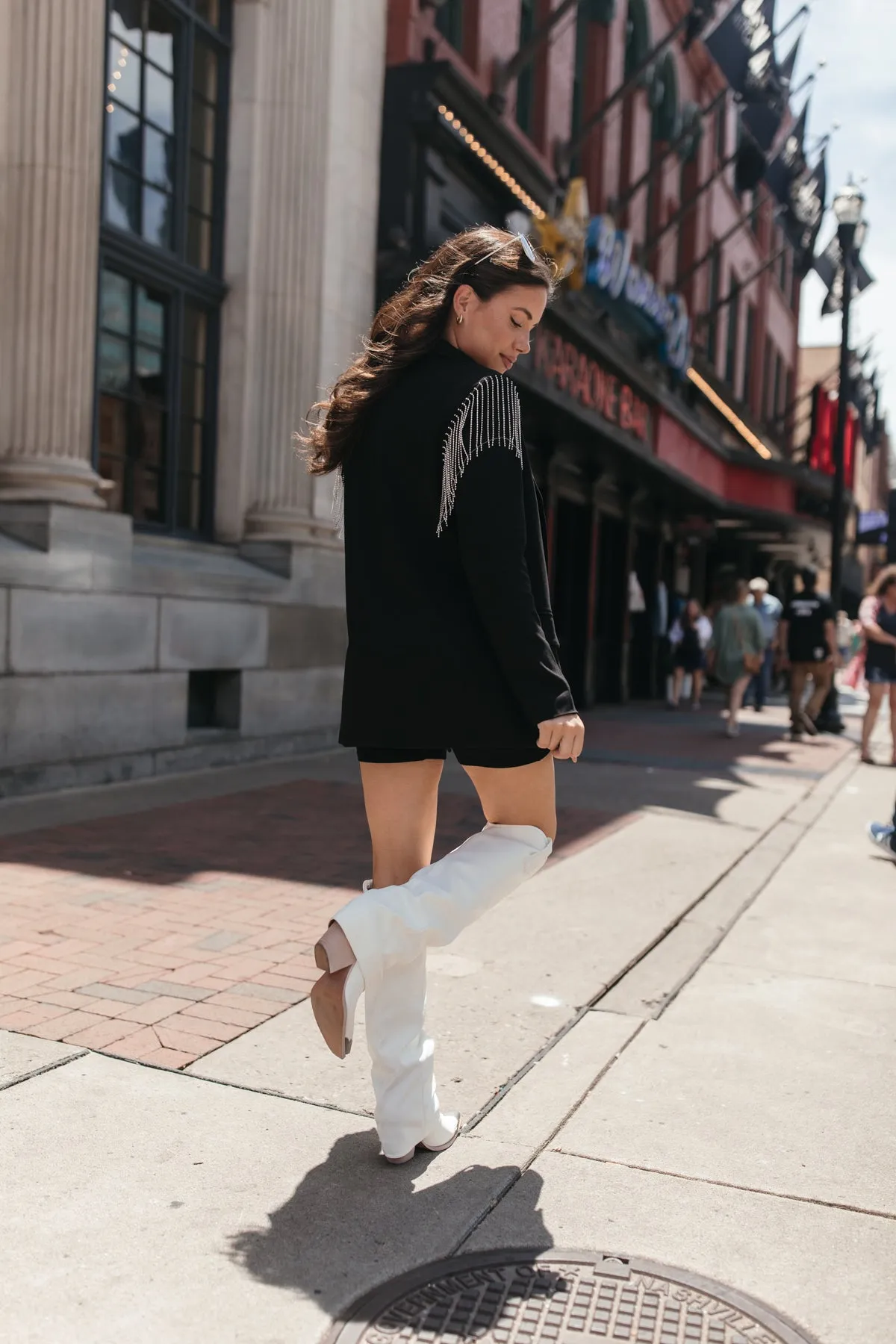 Rhinestone Fringe Blazer