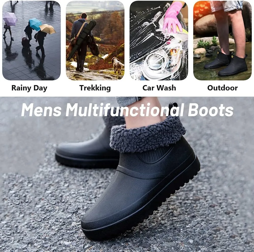 Rojeam Mens Rain Boots Waterproof Booties Garden Shoes Rain Shoes