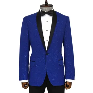 Royal Blue Sparkle Tuxedo Jacket - Dazzling Elegance