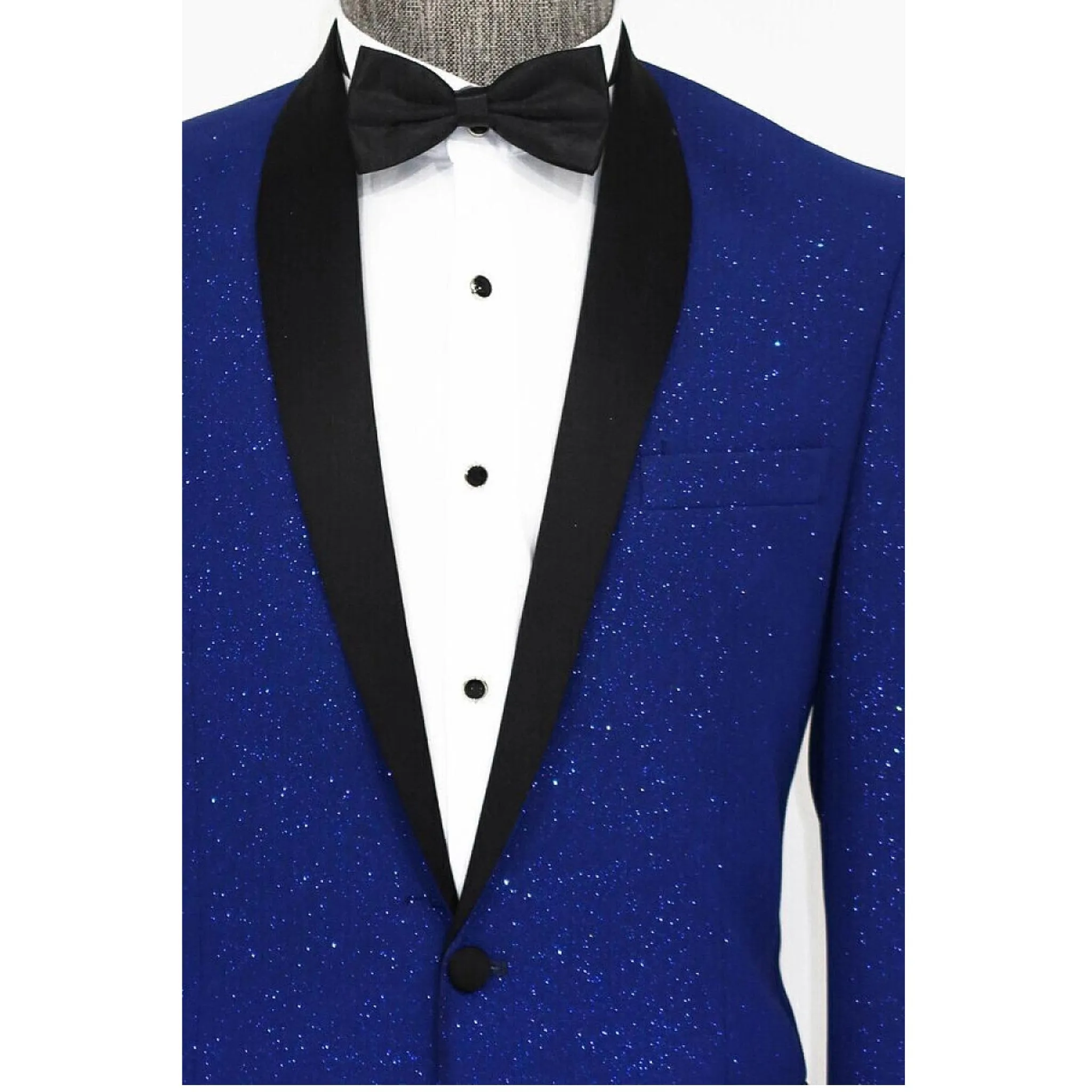 Royal Blue Sparkle Tuxedo Jacket - Dazzling Elegance