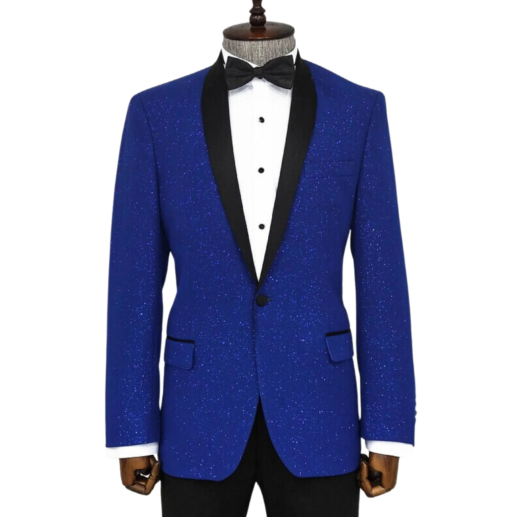 Royal Blue Sparkle Tuxedo Jacket - Dazzling Elegance