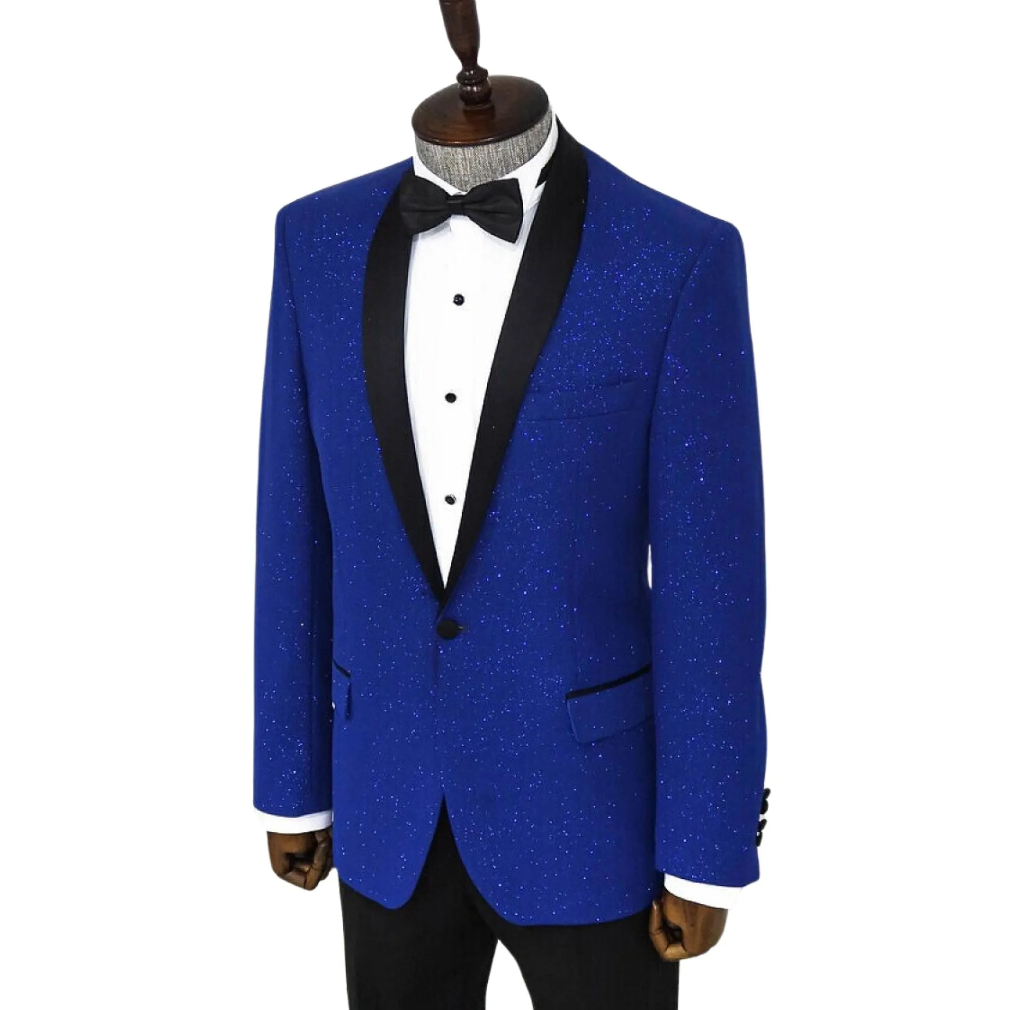 Royal Blue Sparkle Tuxedo Jacket - Dazzling Elegance