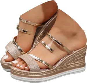 Sandals for Women 2025 Platform Wedge Sandal Dress Sandals for Women Summer Casual Open Toe Slip On Beach Shoes